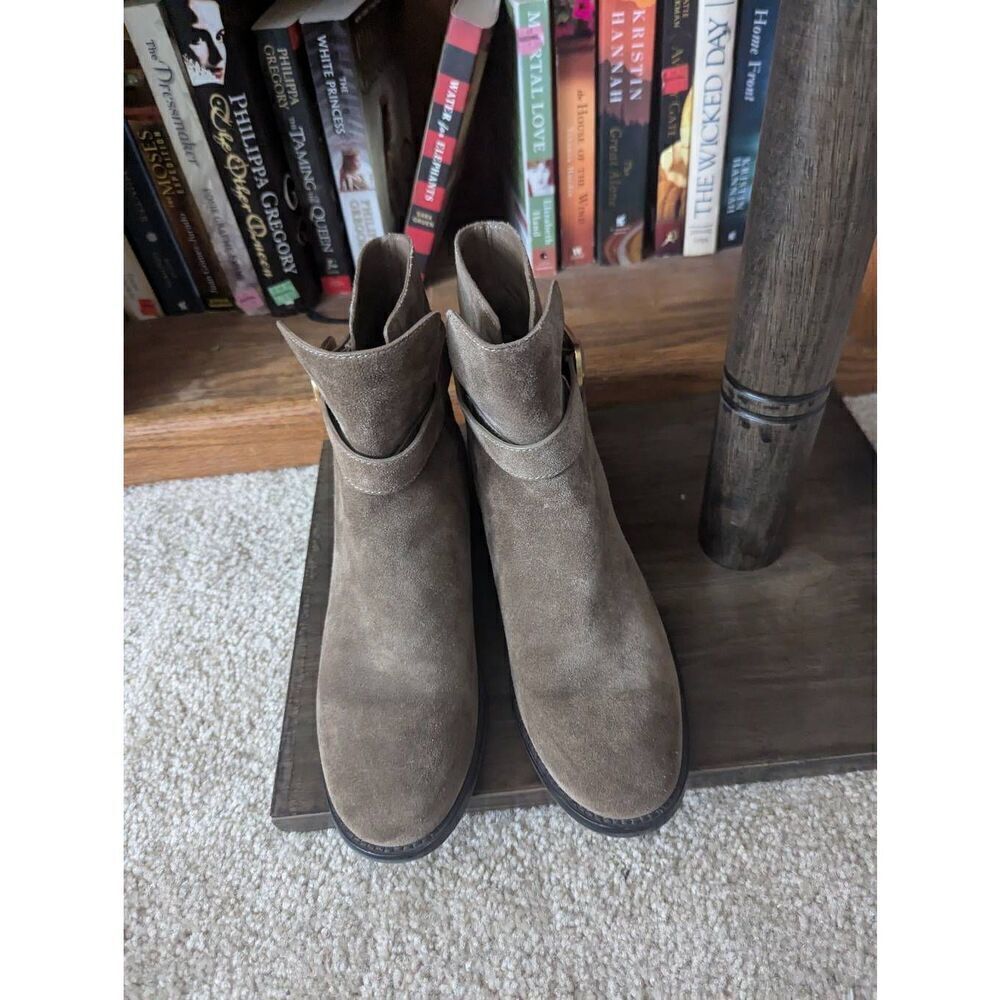 Tory Burch BROOKE Tan Suede Leather Booties Boots River Rock Women’s 7.5M